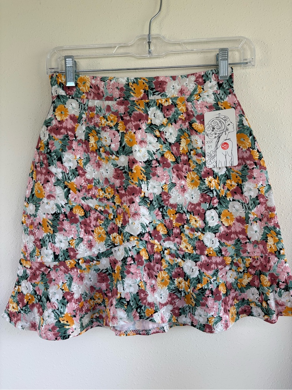 Fashion Floral Skort Multicolor High Rise Lined Women's Size S Boho